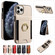 iPhone 11 Pro Ring Multifunctional Vertical Flip Wallet Back Cover Leather Phone Case - Beige