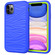 iPhone 11 Pro Wave Pattern 3 in 1 Silicone+PC Shockproof Protective Case - Blue+Olivine