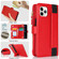 iPhone 11 Pro Wristband Holder Zipper Purse RFID Leather Phone Case - Red