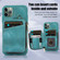 iPhone 11 Pro Zipper Card Bag Back Cover Phone Case - Turquoise