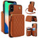 iPhone XS Max AwQuer Crossbody Zipper Wallet Rhombic Leather Back Phone Case - Brown