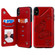 iPhone XS Max Butterfly Embossing Pattern Shockproof Protective Case with Holder & Card Slots & Photo Frame - Red