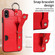 iPhone XS Max Calf Texture Wrist Card Slot Ring Phone Case - Red