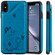 iPhone XS Max Cat Bee Embossing Pattern Shockproof Protective Case with Card Slots & Photo Frame - Blue