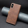 iPhone XS Max Color Matching Double Sewing Thread Leather Case - Brown