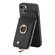 iPhone XS Max Cross Leather Ring Vertical Zipper Wallet Back Phone Case - Black