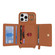 iPhone XS Max Crossbody Zipper Wallet Ring Holder Litchi Leather Phone Case - Brown