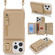 iPhone XS Max Crossbody Zipper Wallet Ring Holder Litchi Leather Phone Case - Rose Gold