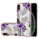 iPhone XS Max Electroplating Pattern IMD TPU Shockproof Case with Rhinestone Ring Holder - Purple Flower