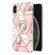 iPhone XS Max Electroplating Splicing Marble Flower Pattern TPU Shockproof Case with Rhinestone Ring Holder - Pink Flower