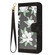 iPhone XS Max Floral Pattern Leather Phone Case with Lanyard - Black