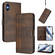 iPhone XS Max Line Splicing Buckle Retro Leather Phone Case - Brown