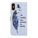iPhone XS Max Oil Embossed 3D Drawing Leather Phone Case - Blue Feather