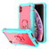 iPhone XS Max PC + Rubber 3-layers Shockproof Protective Case with Rotating Holder - Mint Green + Rose Red