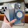 iPhone XS Max Plated Mirror Holder Gradient Glitter MagSafe Phone Case - Blue
