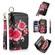 iPhone XS Max POLA Flower Multi-functional Zipper Wallet Leather Phone Case - Black