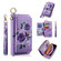 iPhone XS Max POLA Flower Multi-functional Zipper Wallet Leather Phone Case - Purple