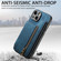 iPhone XS Max Retro Leather Zipper Wallet Back Phone Case - Blue