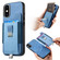iPhone XS Max Retro Magsafe Cross Leather Pull-Out Card Bag Back Phone Case - Blue