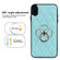 iPhone XS Max Rhombic PU Leather Phone Case with Ring Holder - Blue