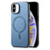 iPhone XS Max Solid Color Retro Magsafe PU Back Cover Phone Case - Blue