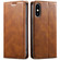 iPhone XS Max Suteni J02 Oil Wax Wallet Leather Phone Case - Brown