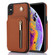 iPhone XS Max YM006 Skin Feel Zipper Card Bag Phone Case with Dual Lanyard - Brown
