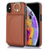 iPhone XS Max YM007 Ring Holder Card Bag Skin Feel Phone Case - Brown