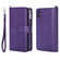 iPhone X / XS 2 in 1 Solid Color Zipper Shockproof Protective Case with Card Slots & Bracket & Photo Holder & Wallet Function - Purple