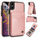 iPhone X / XS AwQuer Vertical Flip Card Bag Holder Leather Phone Case - Rose Gold
