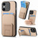 iPhone X / XS Carbon Fiber Card Bag Fold Stand Phone Case - Khaki