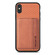iPhone X / XS Carbon Fiber Magnetic Card Bag Phone Case - Brown