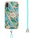iPhone X / XS Electroplating Splicing Marble Flower Pattern TPU Shockproof Case with Lanyard - Blue Flower