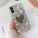 iPhone X / XS Mirror Handmade Bling Rhinestone PC Phone Case - Silver Gray Love