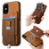 iPhone X / XS Retro Magsafe Cross Leather Pull-Out Card Bag Back Phone Case - Brown