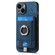 iPhone X / XS Retro Splitable Magnetic Card Bag Leather Phone Case - Blue