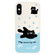 iPhone X / XS Skin Feeling Jelly TPU Hybrid PC Phone Case - Swimming Black Cat White