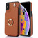 iPhone X / XS YM005 Skin Feel Card Bag Phone Case with Long Lanyard - Brown