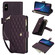 iPhone X / XS YM016 Rhombic Zipper Card Wallet Leather Phone Case with Lanyard - Dark Purple