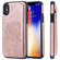 iPhone XS / X Cat Tree Embossing Pattern Shockproof Protective Case with Card Slots & Photo Frame & Holder - Rose Gold