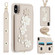 iPhone XS / X Crossbody Flower Pattern Leather Phone Case - White
