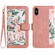 iPhone XS / X Floral Pattern Leather Phone Case with Lanyard - Pink