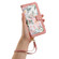 iPhone XS / X Floral Pattern Leather Phone Case with Lanyard - Pink