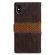 iPhone XS / X Grid Stitching Leather Phone Case with Lanyard - Brown