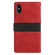 iPhone XS / X Grid Stitching Leather Phone Case with Lanyard - Red