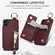 iPhone XS / X Litchi Texture Zipper Double Buckle Card Bag Phone Case - Maroon Red
