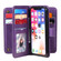 iPhone XS / X Multifunctional Magnetic Copper Buckle Horizontal Flip Solid Color Leather Case with 10 Card Slots & Wallet & Holder & Photo Frame - Purple