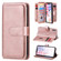 iPhone XS / X Multifunctional Magnetic Copper Buckle Horizontal Flip Solid Color Leather Case with 10 Card Slots & Wallet & Holder & Photo Frame - Rose Gold