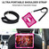 360 Degree Rotation Contrast Color Shockproof Silicone + PC Tablet Case with Holder & Hand Grip Strap & Shoulder Strap iPad Air 2020 10.9 / Pro 11 2020 / 2021 / 2018 - Rose Red+Pink