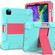 iPad Pro 11 - 2020 Shockproof Two-Color Silicone Protection Tablet Case with Holder & Pen Slot - Aqua+Hot Pink